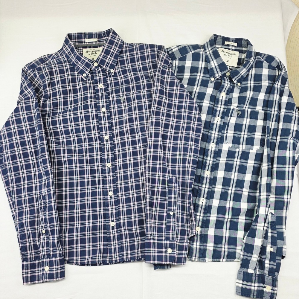 Mens Abercrombie & Fitch Muscle Fit‎ Button Down Plaid Shirt Medium Cotton